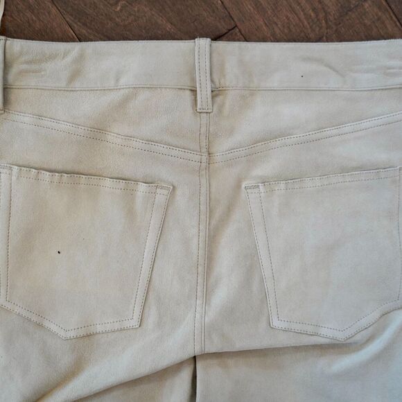 LAUREN RALPH LAUREN High Rise Straight Suede Pants Women's 10 Pale Parchment NWT - Picture 11 of 14
